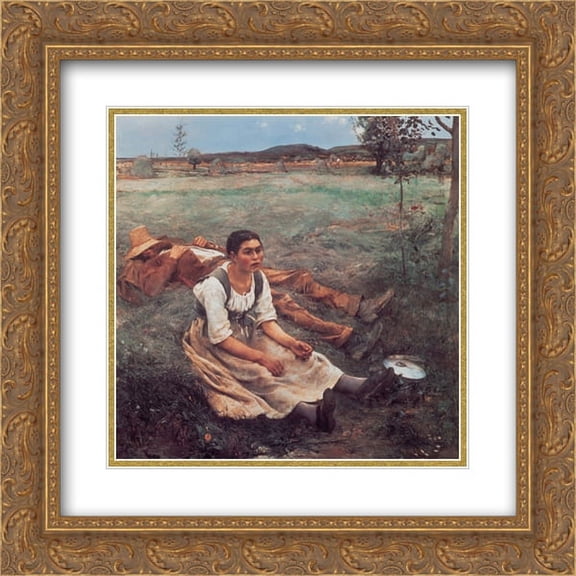 Jules Bastien Lepage 2x Matted 20x20 Gold Ornate Framed Art Print 'Les Foins'