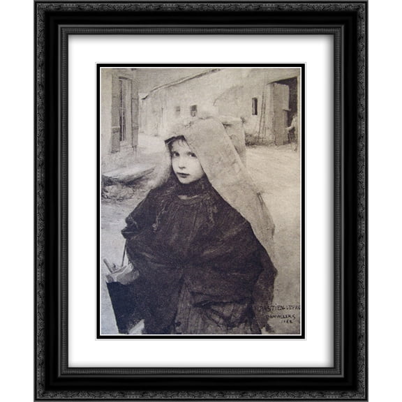 Jules Bastien Lepage 2x Matted 20x24 Black Ornate Framed Art Print 'Going to School'