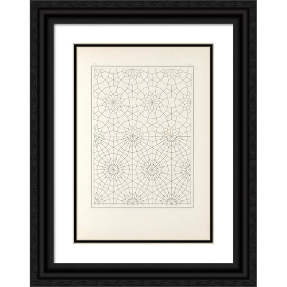Jules Bourgoin 11x14 Black Ornate Wood Framed Double Matted Museum Art Print Titled: The Elements of Arabic Art Pl 098 (1879)