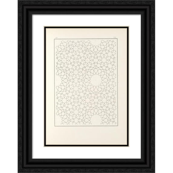 Jules Bourgoin 11x14 Black Ornate Wood Framed Double Matted Museum Art Print Titled: The Elements of Arabic Art Pl 152 (1879)