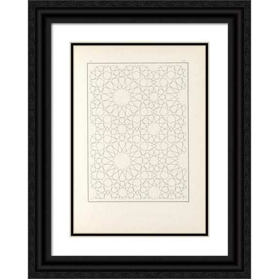 Jules Bourgoin 11x14 Black Ornate Wood Framed Double Matted Museum Art Print Titled: The Elements of Arabic Art Pl 160 (1879)