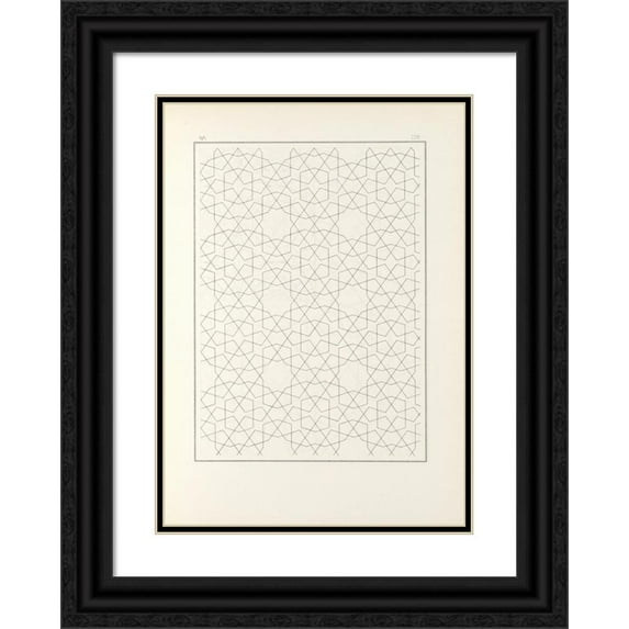 Jules Bourgoin 11x14 Black Ornate Wood Framed Double Matted Museum Art Print Titled: The Elements of Arabic Art Pl 178 (1879)