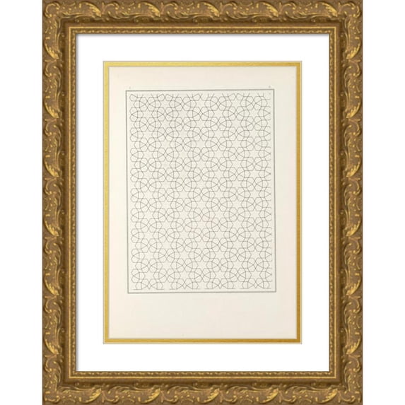 Jules Bourgoin 11x14 Gold Ornate Wood Frame and Double Matted Museum Art Print Titled - The Elements of Arabic Art Pl 004 (1879)