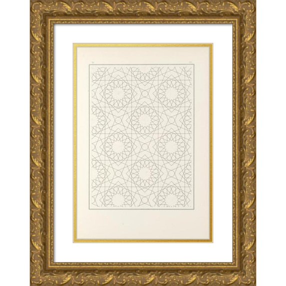 Jules Bourgoin 11x14 Gold Ornate Wood Frame and Double Matted Museum Art Print Titled - The Elements of Arabic Art Pl 065 (1879)