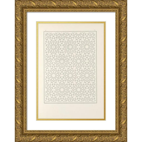Jules Bourgoin 11x14 Gold Ornate Wood Frame and Double Matted Museum Art Print Titled - The Elements of Arabic Art Pl 072 (1879)