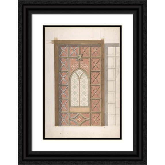 Jules Bourgoin 13x18 Black Ornate Wood Framed Double Matted Museum Art Print Titled - The Elements of Arabic Art Pl 011 (1879)