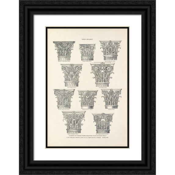 Jules Bourgoin 14x18 Black Ornate Wood Framed Double Matted Museum Art Print Titled - The Elements of Arabic Art Pl 004 (1879)