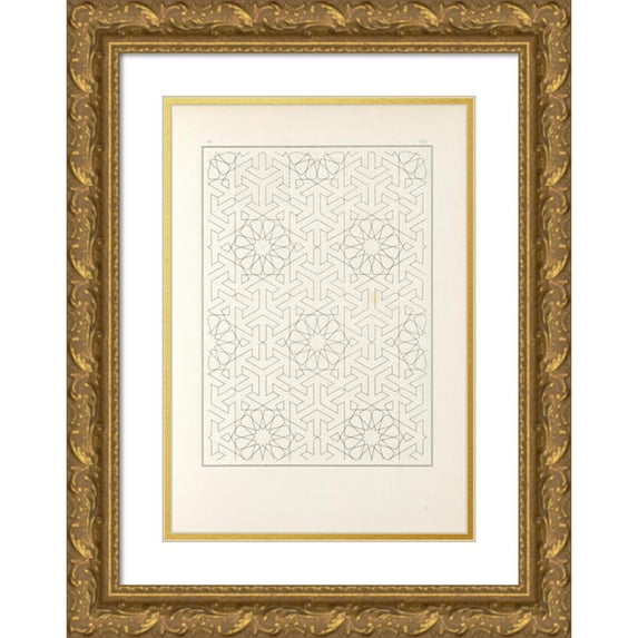 Jules Bourgoin 14x18 Gold Ornate Wood Frame and Double Matted Museum Art Print Titled - The Elements of Arabic Art Pl 099 (1879)