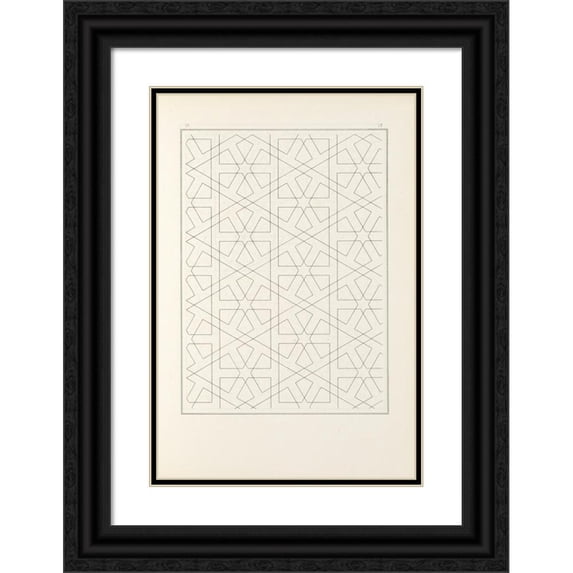 Jules Bourgoin 17x24 Black Ornate Framed Double Matted Museum Art Print Titled: The Elements of Arabic Art Pl 018 (1879)