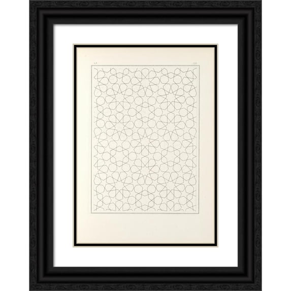 Jules Bourgoin 18x24 Black Ornate Framed Double Matted Museum Art Print Titled: The Elements of Arabic Art Pl 108 (1879)