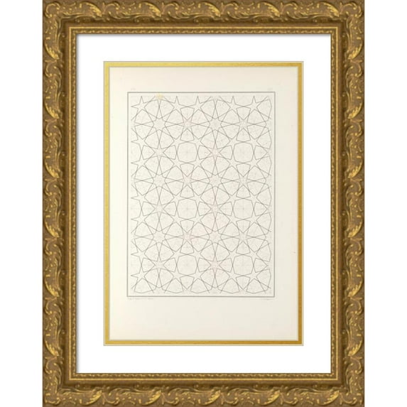 Jules Bourgoin 18x24 Gold Ornate Framed and Double Matted Museum Art Print Titled - The Elements of Arabic Art Pl 106 (1879)
