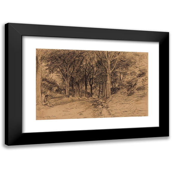 Jules Breton 14x11 Black Modern Framed Museum Art Print Titled - Undergrowth in Quimper (1890)