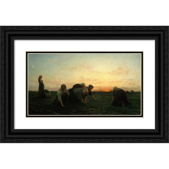 Jules Breton 18x12 Black Ornate Wood Framed Double Matted Museum Art Print Titled - The Waters (1868)