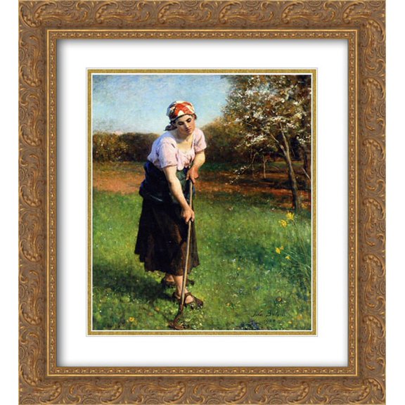 Jules Breton 2x Matted 20x22 Gold Ornate Framed Art Print 'Springtime '