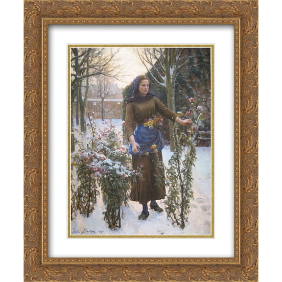Jules Breton 2x Matted 20x24 Gold Ornate Framed Art Print 'Last Flowers '