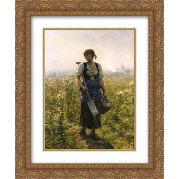 Jules Breton 2x Matted 20x24 Gold Ornate Framed Art Print 'Le Matin '