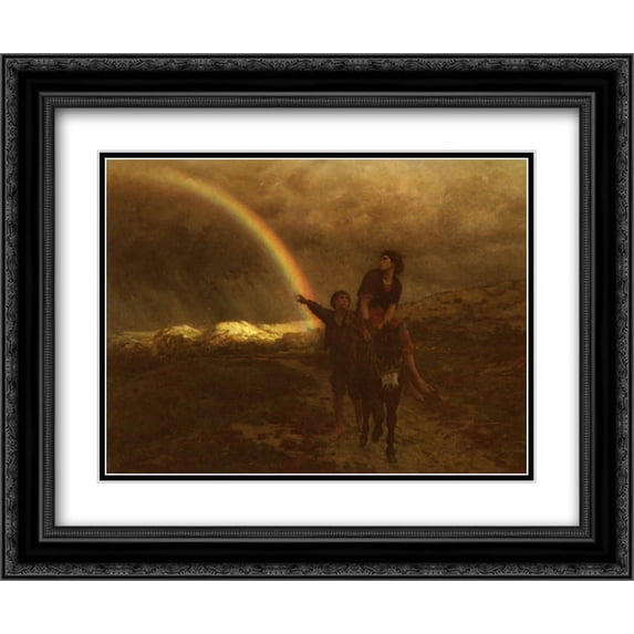 Jules Breton 2x Matted 24x20 Black Ornate Framed Art Print 'The Rainbow'