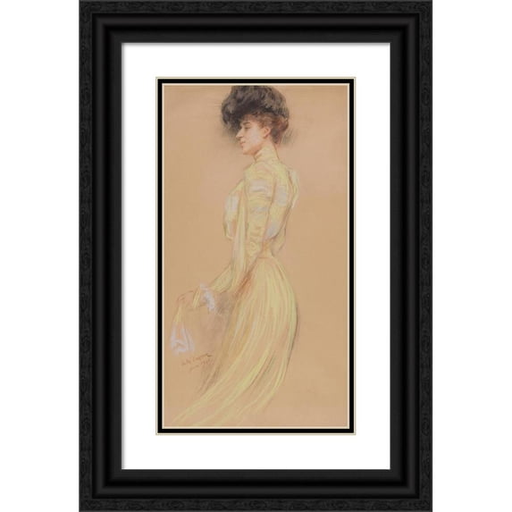 Jules Cayron 12x18 Black Ornate Wood Framed Double Matted Museum Art Print Titled - Portrait the Berthe Cerny (1900)