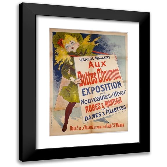 Jules Chéret 11x14 Black Modern Framed Museum Art Print Titled - Aux Buttes Chaumont (1890)