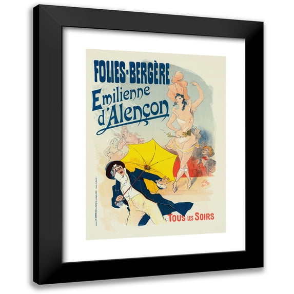 Jules Chéret 11x14 Black Modern Framed Museum Art Print Titled - Emilienne D'Alencon (1898)