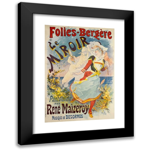 Jules Chéret 11x14 Black Modern Framed Museum Art Print Titled - Folies-Bergere Le Miroir (1892)