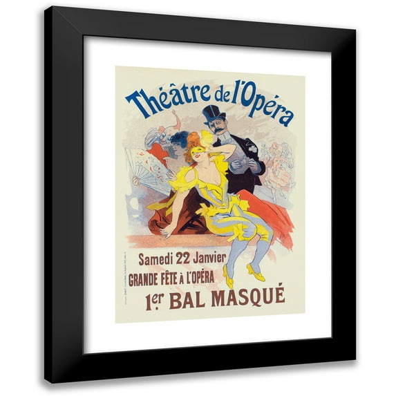 Jules Chéret 11x14 Black Modern Framed Museum Art Print Titled - Poster for the 1st. Masked Ball, the Big Party at the Opera, January 22 (1898)