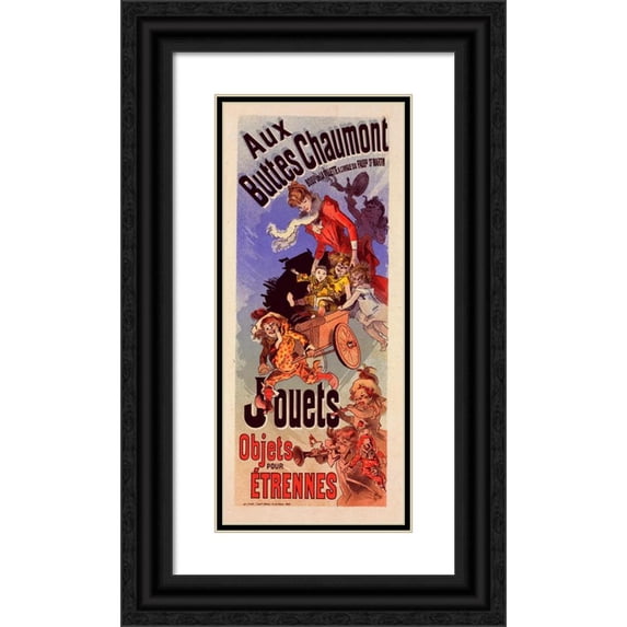 Jules Chéret 13x24 Black Ornate Framed Double Matted Museum Art Print Titled: Buttes Chaumont (1899)