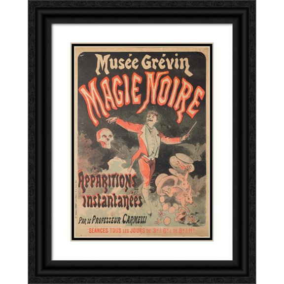 Jules Chéret 14x18 Black Ornate Wood Framed Double Matted Museum Art Print Titled - Musee Grevin, Black Magic (1887)