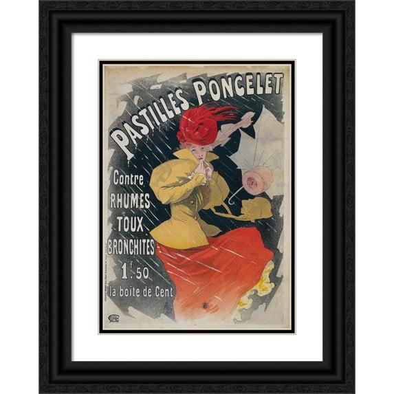 Jules Chéret 14x18 Black Ornate Wood Framed Double Matted Museum Art Print Titled - Pontilles Poncelet (1896)