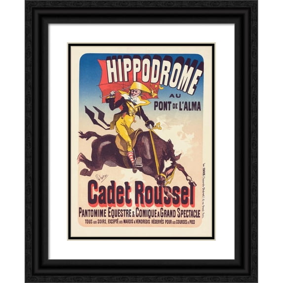 Jules Chéret 19x24 Black Ornate Framed Double Matted Museum Art Print Titled: Cadet Roussel (1898)