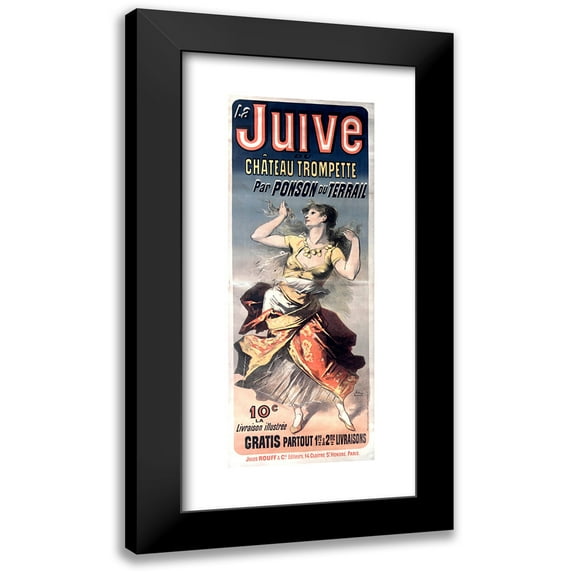 Jules Chéret 8x14 Black Modern Framed Museum Art Print Titled - The Jewish of the Trumpet Castle (1879)