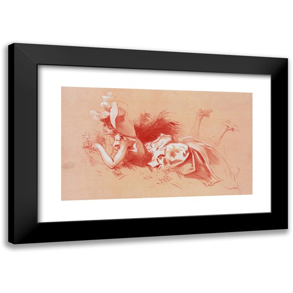 Jules Chevrier 14x10 Black Modern Framed Museum Art Print Titled - Original Drawing for "Masters of the Poster" (1898)