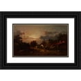thumbnail image 1 of Jules Dupré 14x10 Black Ornate Wood Framed Double Matted Museum Art Print Titled: Village Scene, Sunset (C. 1870), 1 of 5