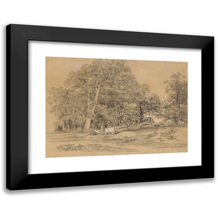 Jules Dupré 14x11 Black Modern Framed Museum Art Print Titled - Wooded Landscape