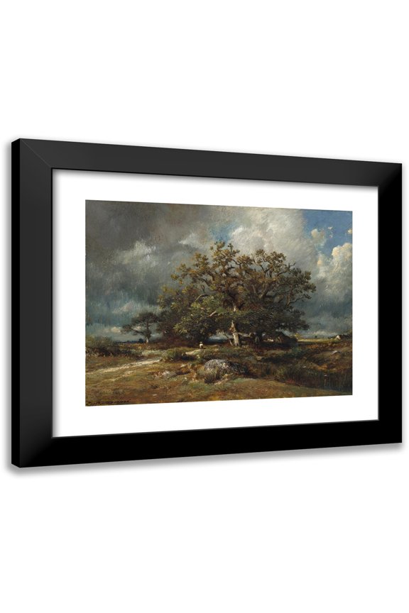 Jules Dupré 14x12 Black Modern Framed Museum Art Print Titled - The Old Oak (C. 1870)