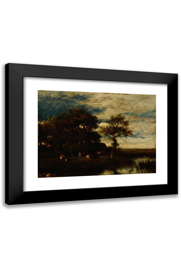 Jules Dupré 18x14 Black Modern Framed Museum Art Print Titled - Landscape with Rivers