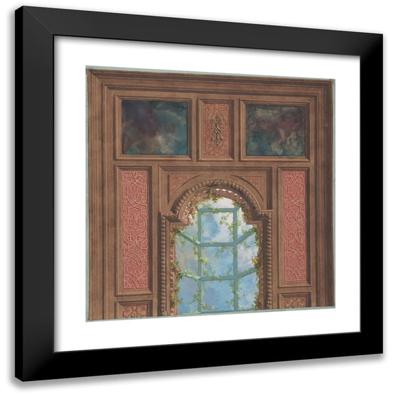Jules-Edmond-Charles Lachaise 12x12 Black Modern Framed Museum Art Print Titled - Design for Coffered Ceiling (19th Century)
