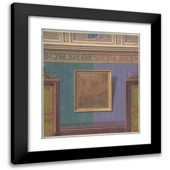 Jules-Edmond-Charles Lachaise 12x14 Black Modern Framed Museum Art Print Titled - Design for Elevation of the Duchess of Newcastle's Bedroom, Hotel Hope (1867)