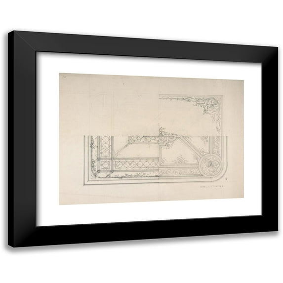 Jules-Edmond-Charles Lachaise 14x11 Black Modern Framed Museum Art Print Titled - Three Designs for Ceilings, Hotel Cottier (ca. 1879)
