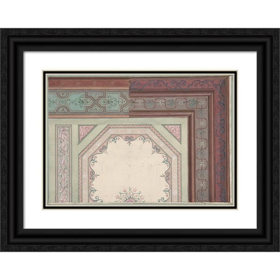 Jules-Edmond-Charles Lachaise 14x11 Black Ornate Wood Framed Double Matted Museum Art Print Titled: Ceiling Design, Castle Blayney (19th Century)
