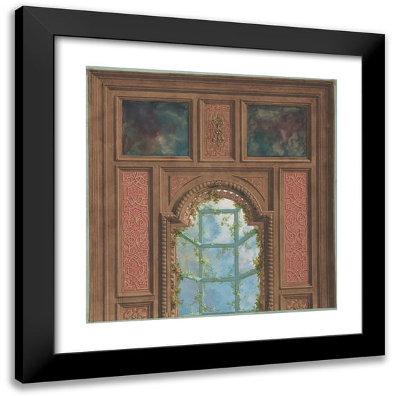 Jules-Edmond-Charles Lachaise 15x15 Black Modern Framed Museum Art Print Titled - Design for Coffered Ceiling (19th Century)