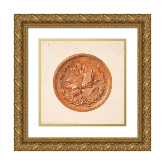 Jules-Edmond-Charles Lachaise 15x15 Gold Ornate Wood Frame and Double Matted Museum Art Print Titled - Allegory of the Arts (19th Century)