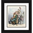thumbnail image 1 of Jules-Edmond-Charles Lachaise 15x17 Black Ornate Wood Framed Double Matted Museum Art Print Titled - Painted Wall Decor Featuring Thin Column with a Pair of Swans and Trompe L’Oeil Vase, 1 of 5