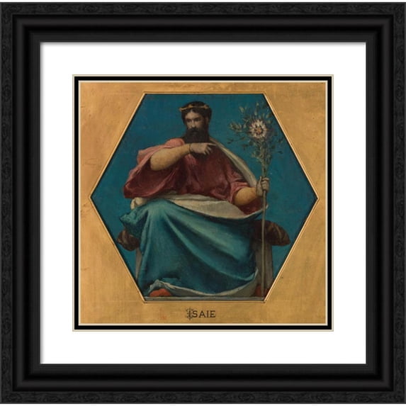 Jules Elie Delaunay 20x20 Black Ornate Framed Double Matted Museum Art Print Titled: Isaiah (1875)