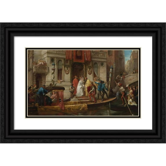 Jules-Eugène Lenepveu 14x10 Black Ornate Wood Framed Double Matted Museum Art Print Titled: A Venetian Wedding (1856)