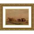 thumbnail image 1 of Jules Jacques Veyrassat 14x11 Gold Ornate Wood Frame and Double Matted Museum Art Print Titled - Resting Haymakers, 1 of 4