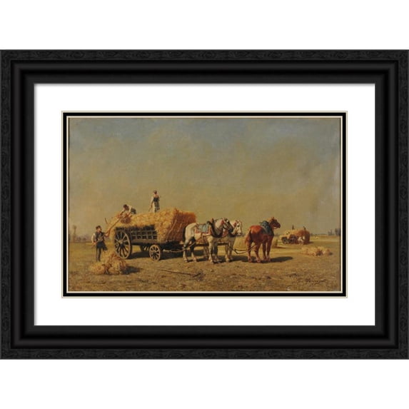 Jules-Jacques Veyrassat 18x13 Black Ornate Wood Framed Double Matted Museum Art Print Titled - Harvest