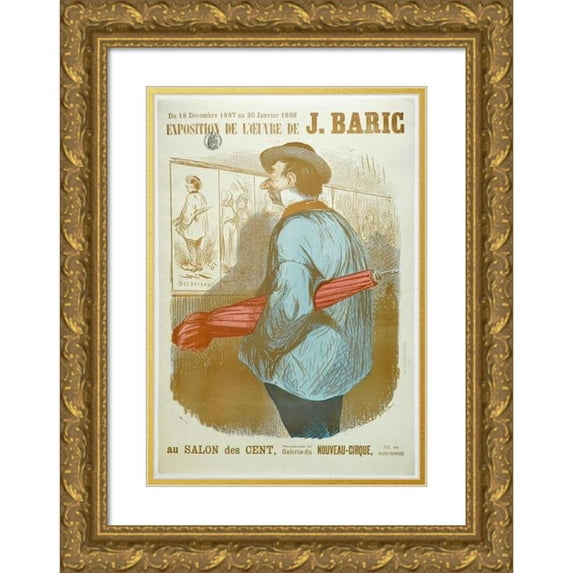 Jules-Jean-Antoine Baric 18x24 Gold Ornate Framed and Double Matted Museum Art Print Titled - J. Baric's Work at the Salon Des Cent (Branch B) (1897)
