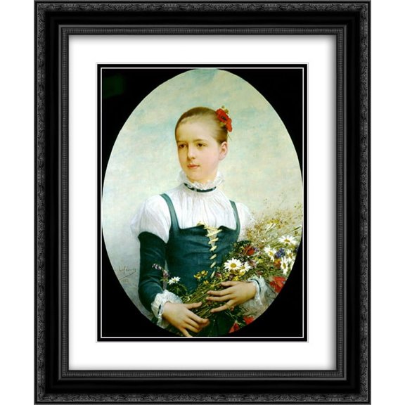 Jules Joseph Lefebvre 2x Matted 20x24 Black Ornate Framed Art Print 'Portrait of Edna Barger of Connecticut'
