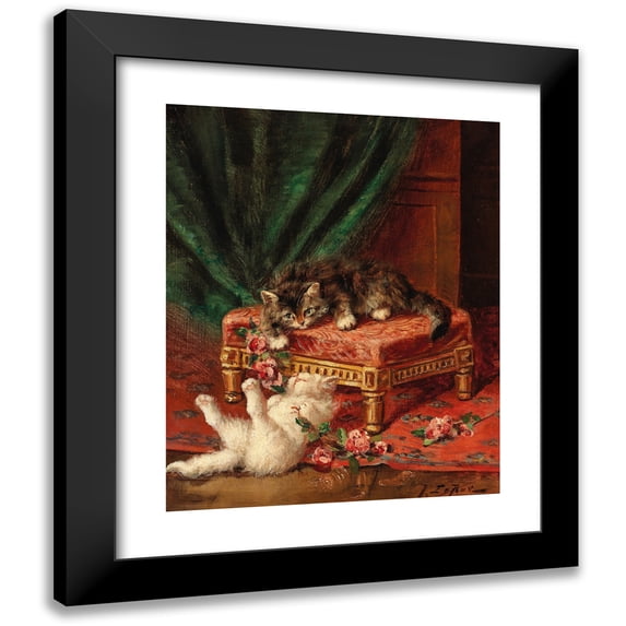 Jules Leroy 12x14 Black Modern Framed Museum Art Print Titled - Rose Kitten